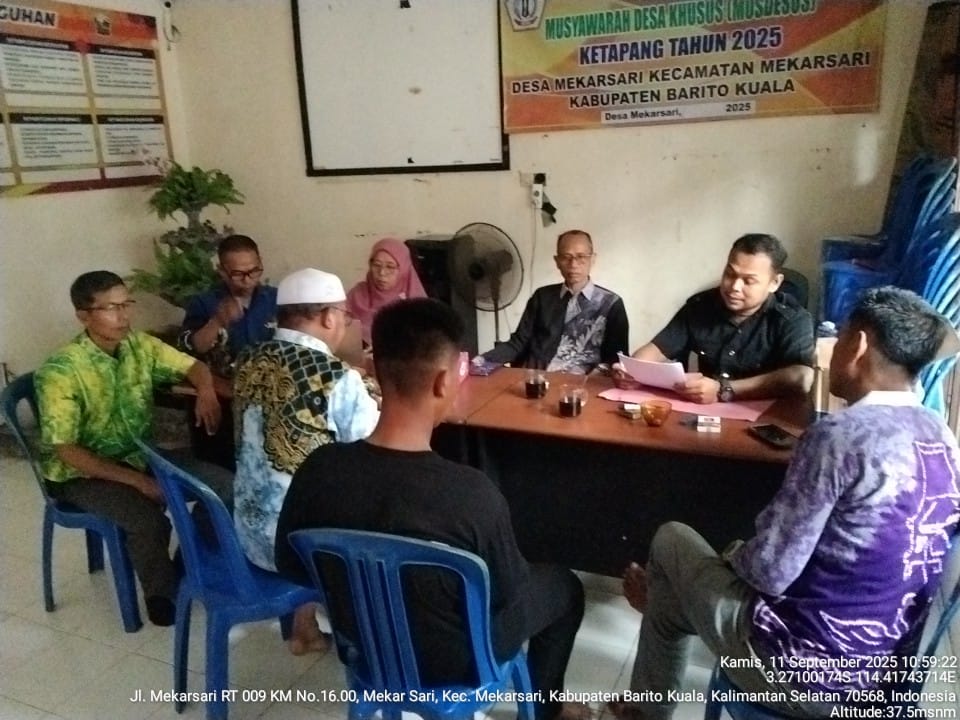 UJI KELAYAKAN BUMDES MEKAR BERSERI DESA MEKARSARI KEC. MEKARSARI KAB. BARITO KUALA PROV. KALIMANTAN SELATAN